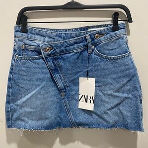 ZARA- Blue Asymmetrical Denim Mini Skirt
